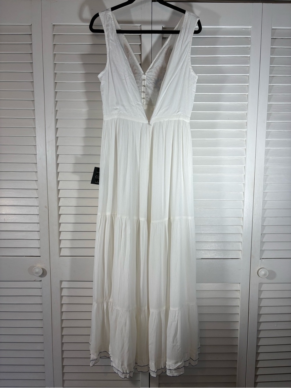 Lulus Women’s Tickets To Paradise Maxi Dress White Embroidered Tiered Size Large - Picture 5 of 10